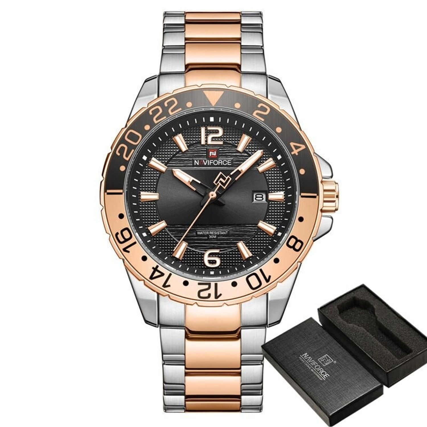 Ceas barbatesc de mana Naviforce Elegant Luxury Analog Quartz Business fotografia produsului View 2 L