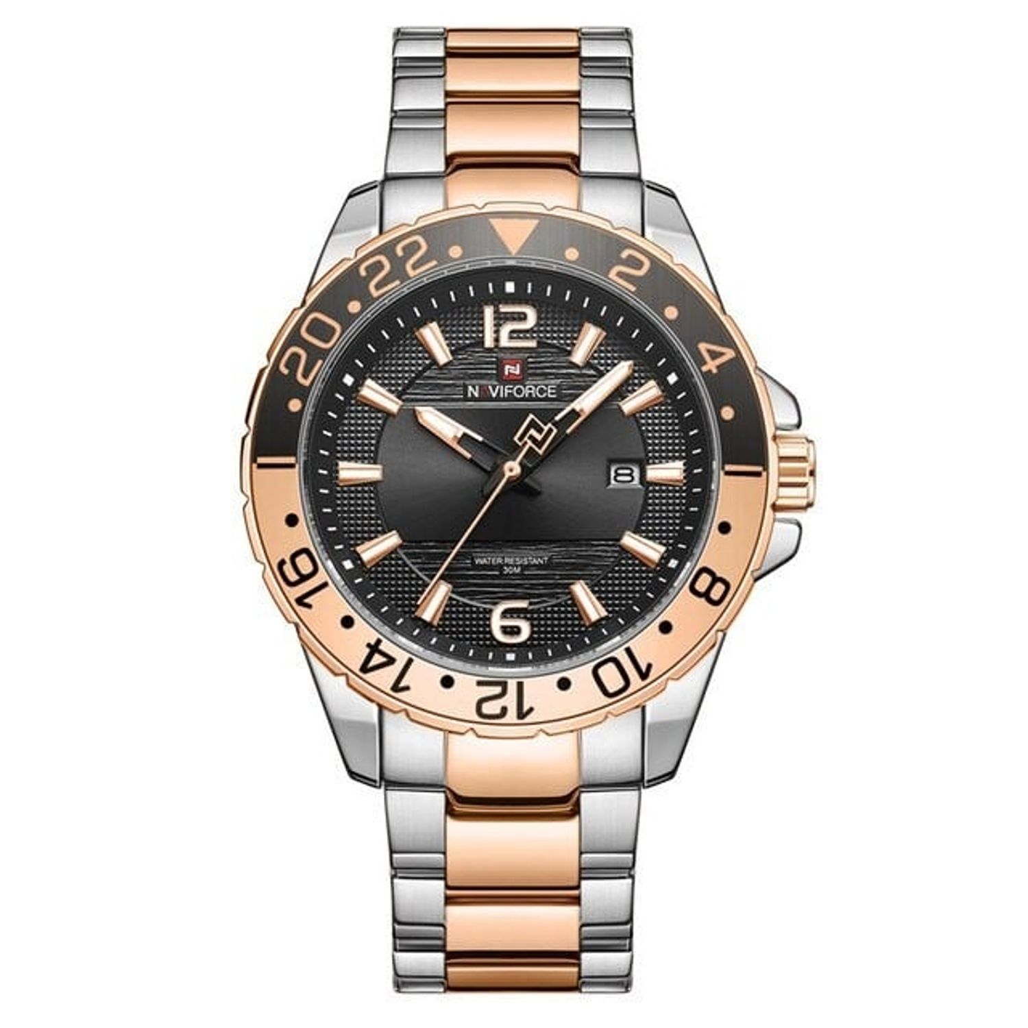 Ceas barbatesc de mana Naviforce Elegant Luxury Analog Quartz Business fotografia produsului