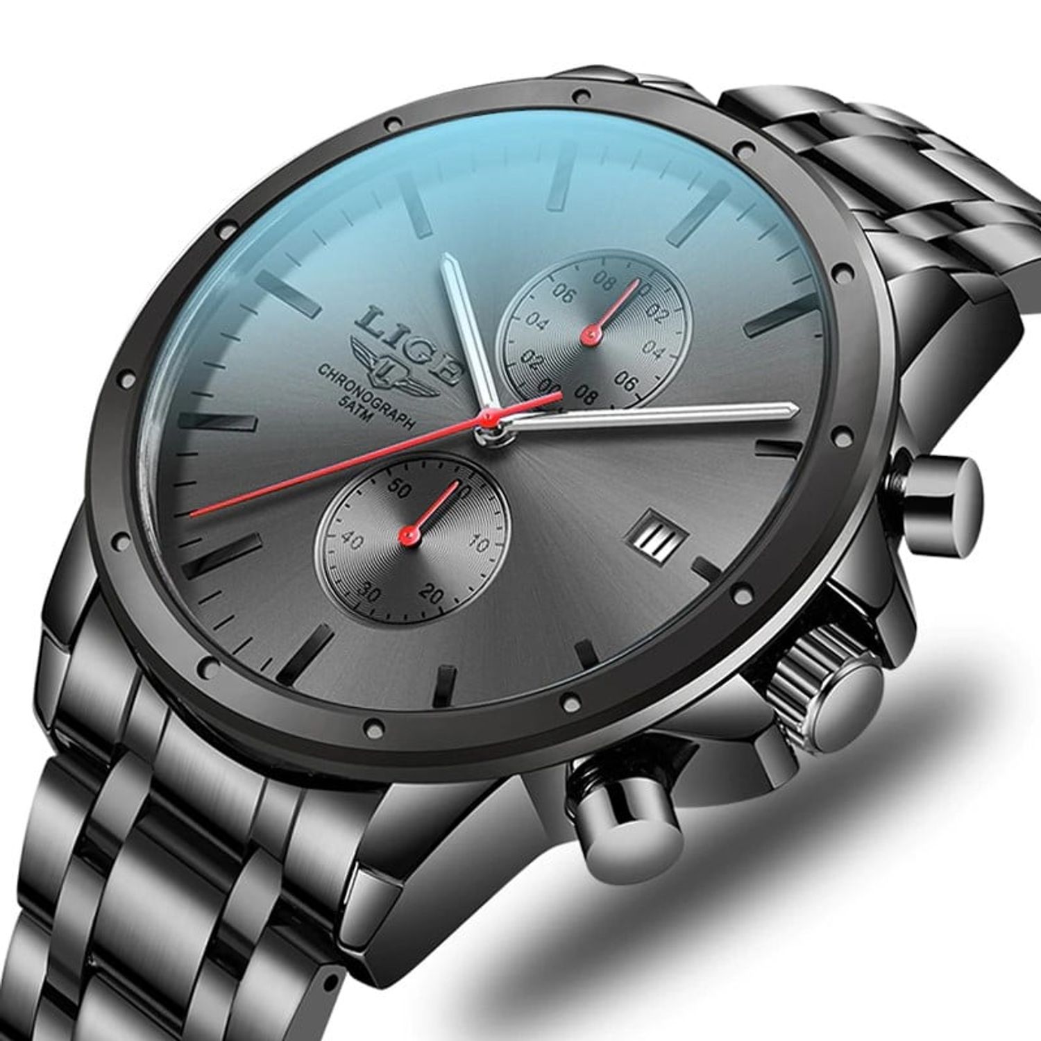 Ceas de mana barbati Lige Elegant Analog Luxury Quartz Cronograf fotografia produsului View 6 L