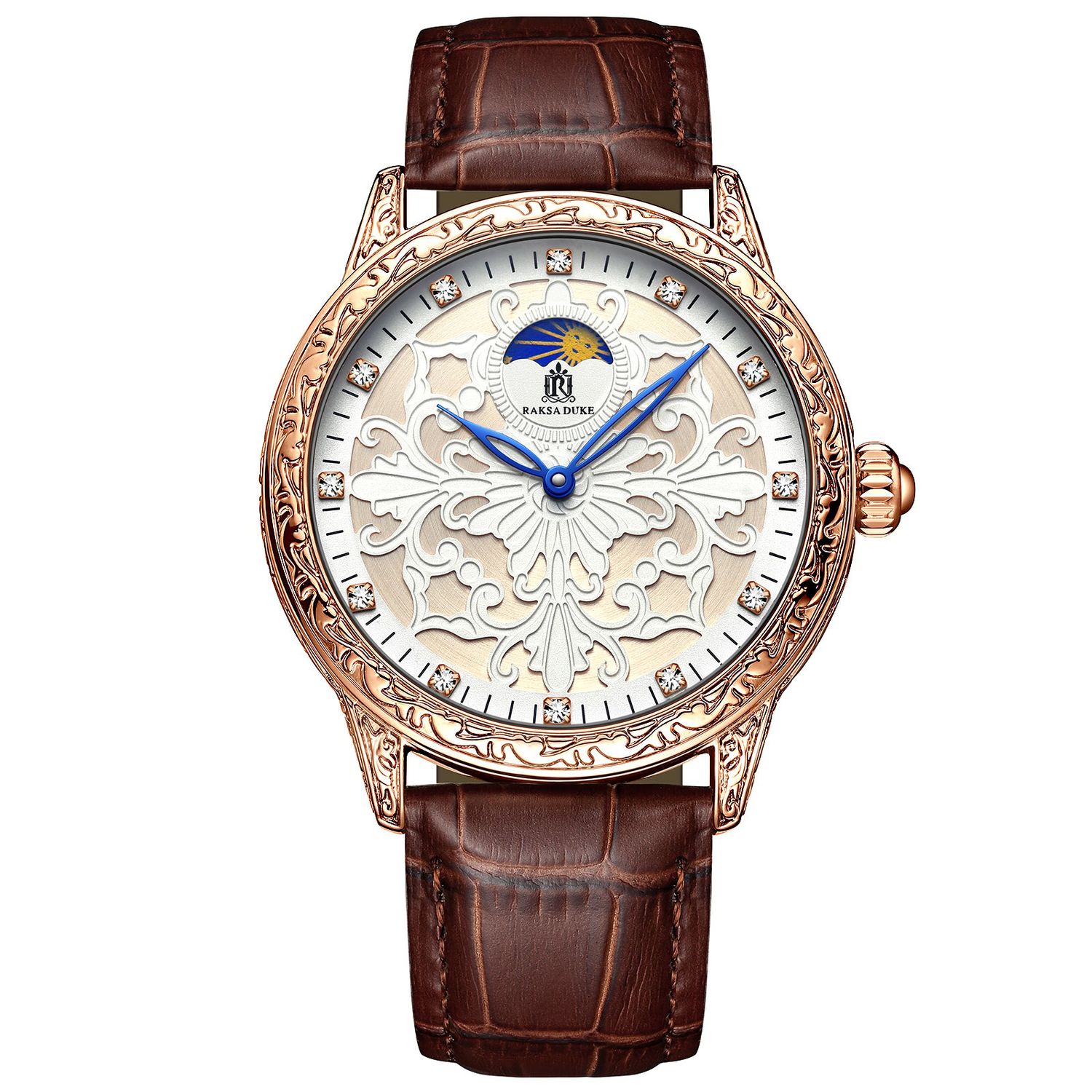 Ceas barbatesc de mana Raksa Duke Mecanic Automatic Elegant Luxury Analog Piele fotografia produsului