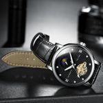Ceas barbatesc de mana Tevise Mecanic Automatic Analog Elegant Business Piele Negru fotografia produsului View 2 S
