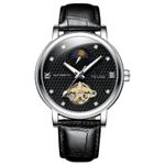 Ceas barbatesc de mana Tevise Mecanic Automatic Analog Elegant Business Piele Negru fotografia produsului