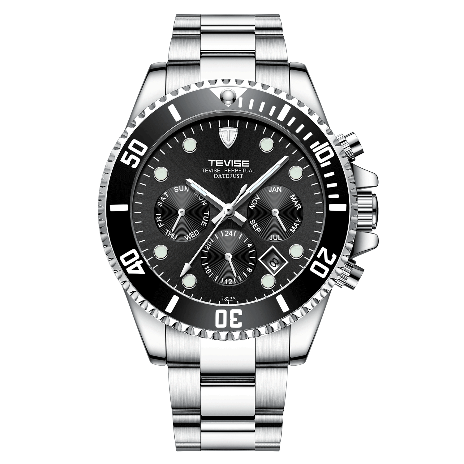 Ceas de mana barbatesc Tevise Mecanic Automatic Elegant Casual Business Analog Cronograf fotografia produsului