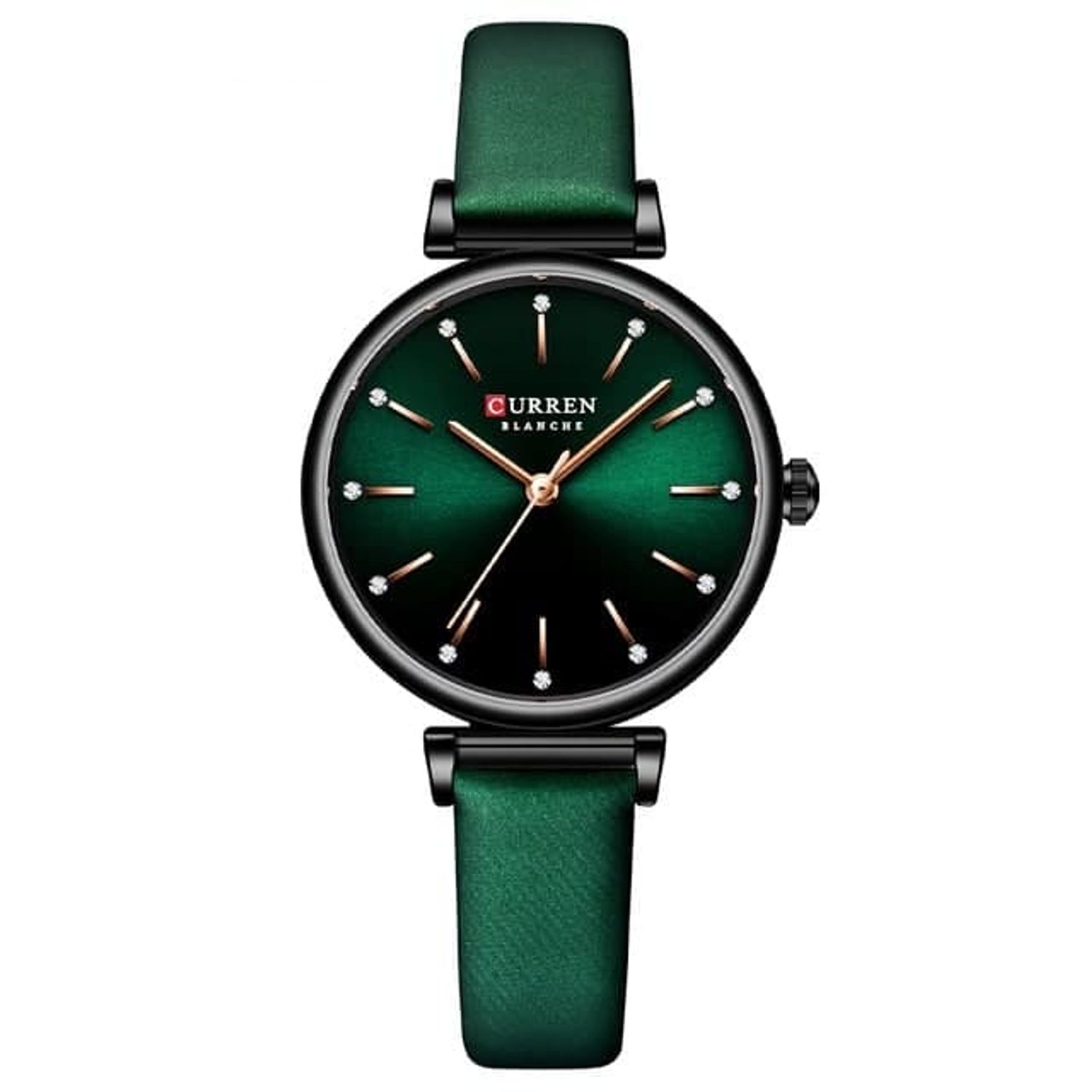 Ceas dama Curren, Analog, Quartz, Curea din piele, 33 g, Elegant, 3 ATM, Verde fotografia produsului