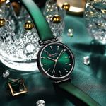 Ceas dama Curren, Analog, Quartz, Curea din piele, 33 g, Elegant, 3 ATM, Verde fotografia produsului View 4 S