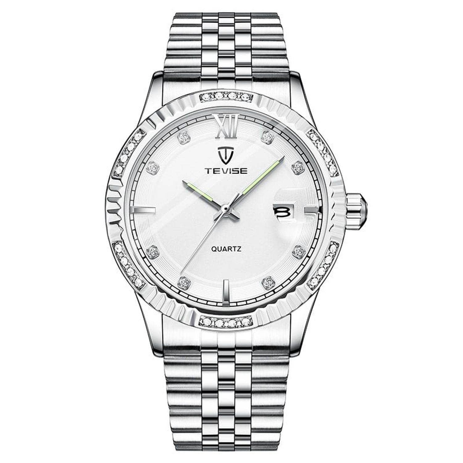 Ceas de mana barbatesc Tevise Analog Casual Elegant Quartz Argintiu fotografia produsului