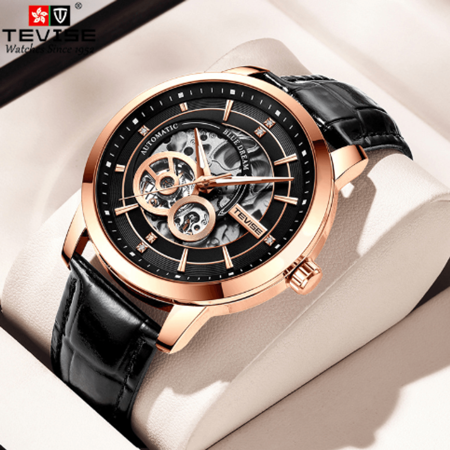 Ceas de mana barbatesc Tevise Mecanic Automatic Elegant Luxury Clasic Self Wind fotografia produsului View 4 L