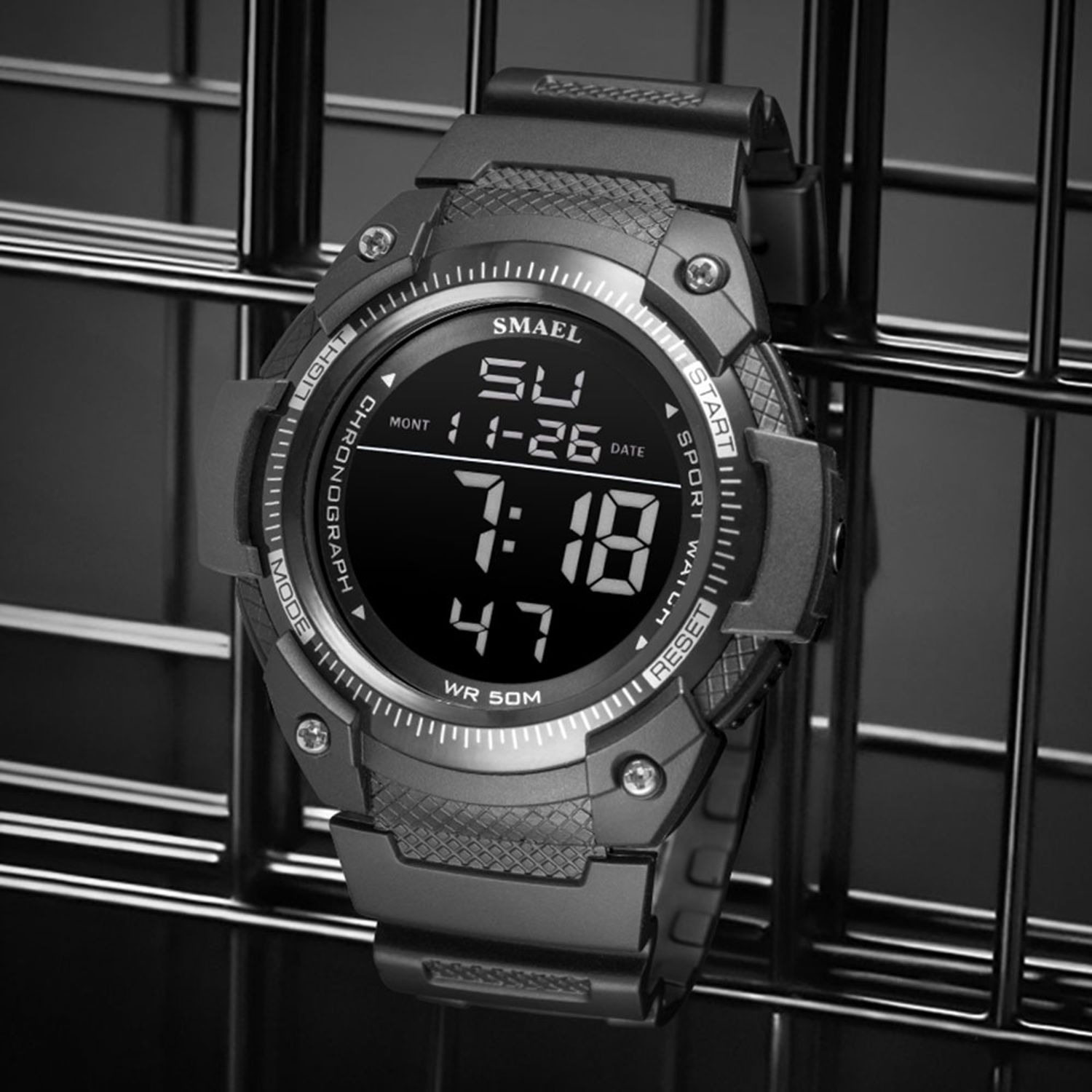 Ceas barbatesc Smael Digital Casual Sport Alarma Rezistent la apa fotografia produsului View 2 L