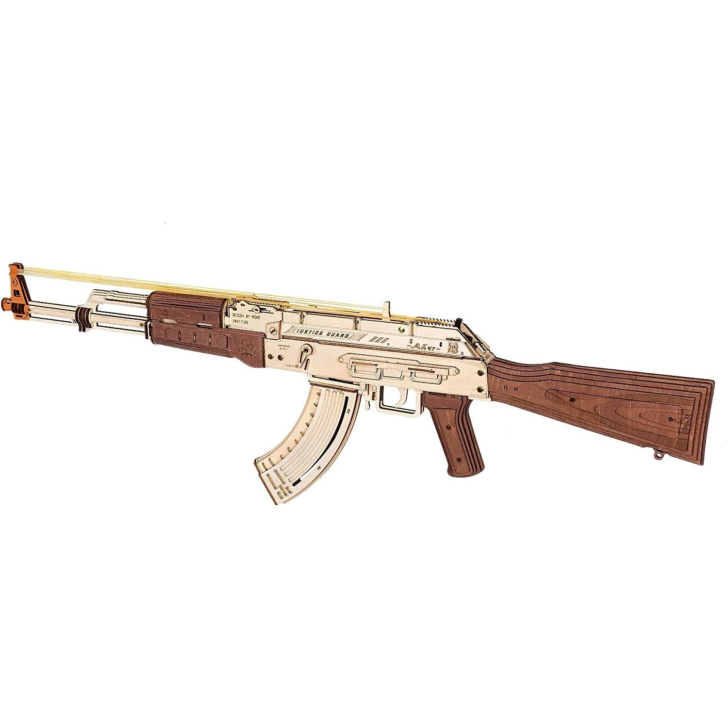 Puzzle 3D, Mitraliera AK-47, ROKR, Lemn, 315 piese fotografia produsului