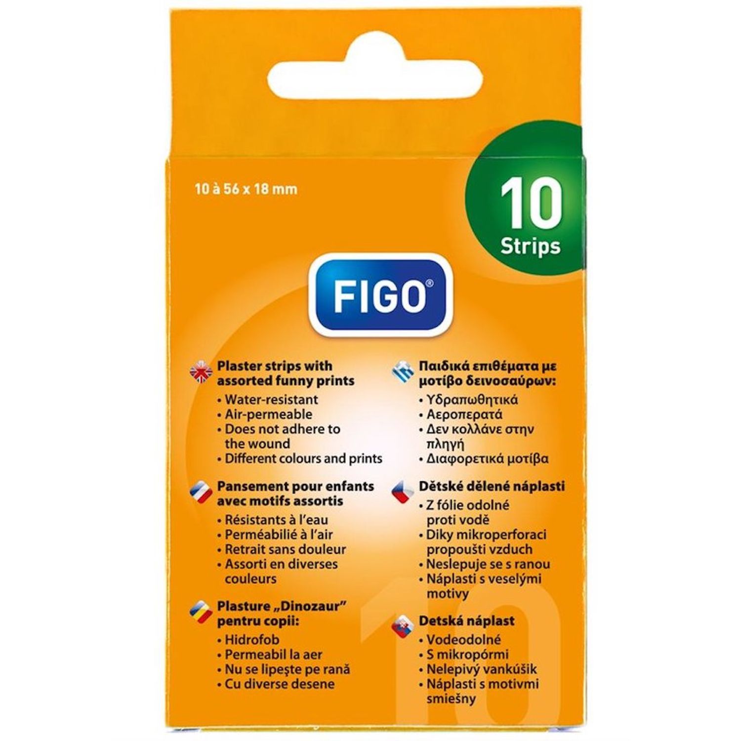 Set 10 plasturi Figo, pentru copii, model Dinozauri, 58 x 18mm fotografia produsului View 3 L