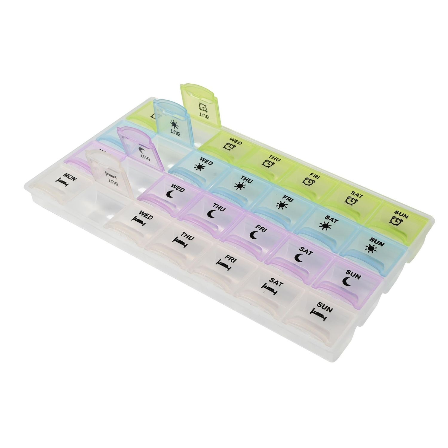 Cutie pastile, organizator medicamente cu 4 compartimente pe zi, 7 zile, 21.5 x 12 x 2.5 cm fotografia produsului View 2 L