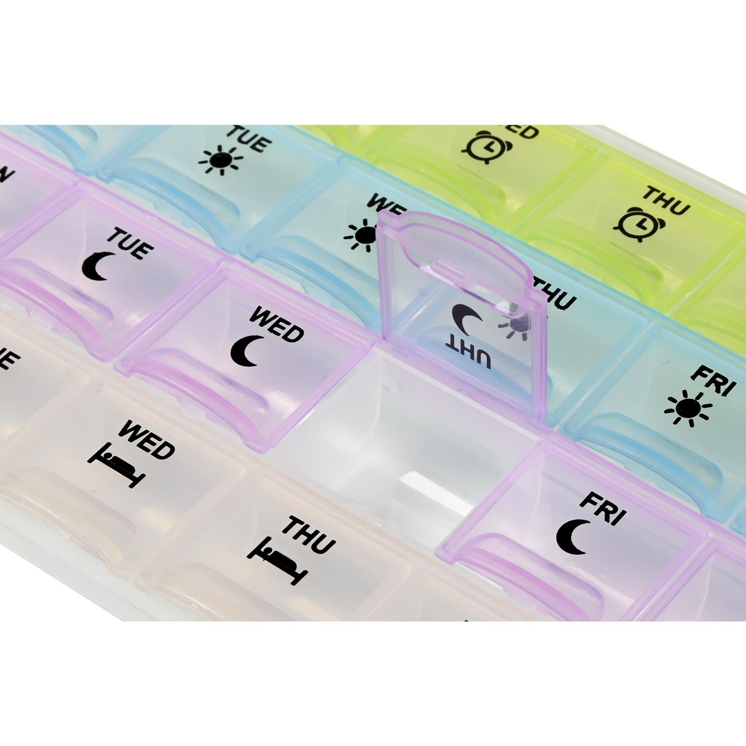 Cutie pastile, organizator medicamente cu 4 compartimente pe zi, 7 zile, 21.5 x 12 x 2.5 cm fotografia produsului View 3 L