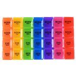 Cutie pastile cu geanta de depozitare, organizator medicamente cu 4 compartimente pe zi, 7 zile, 19 x 14 x 3.5 cm fotografia produsului View 3 S