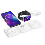 Statie de incarcare wireless, 3 in 1, alb fotografia produsului