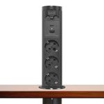 Distribuitor electric ascuns motorizat, "Touchcontrol", 3-way, USB, Type-C, negru fotografia produsului