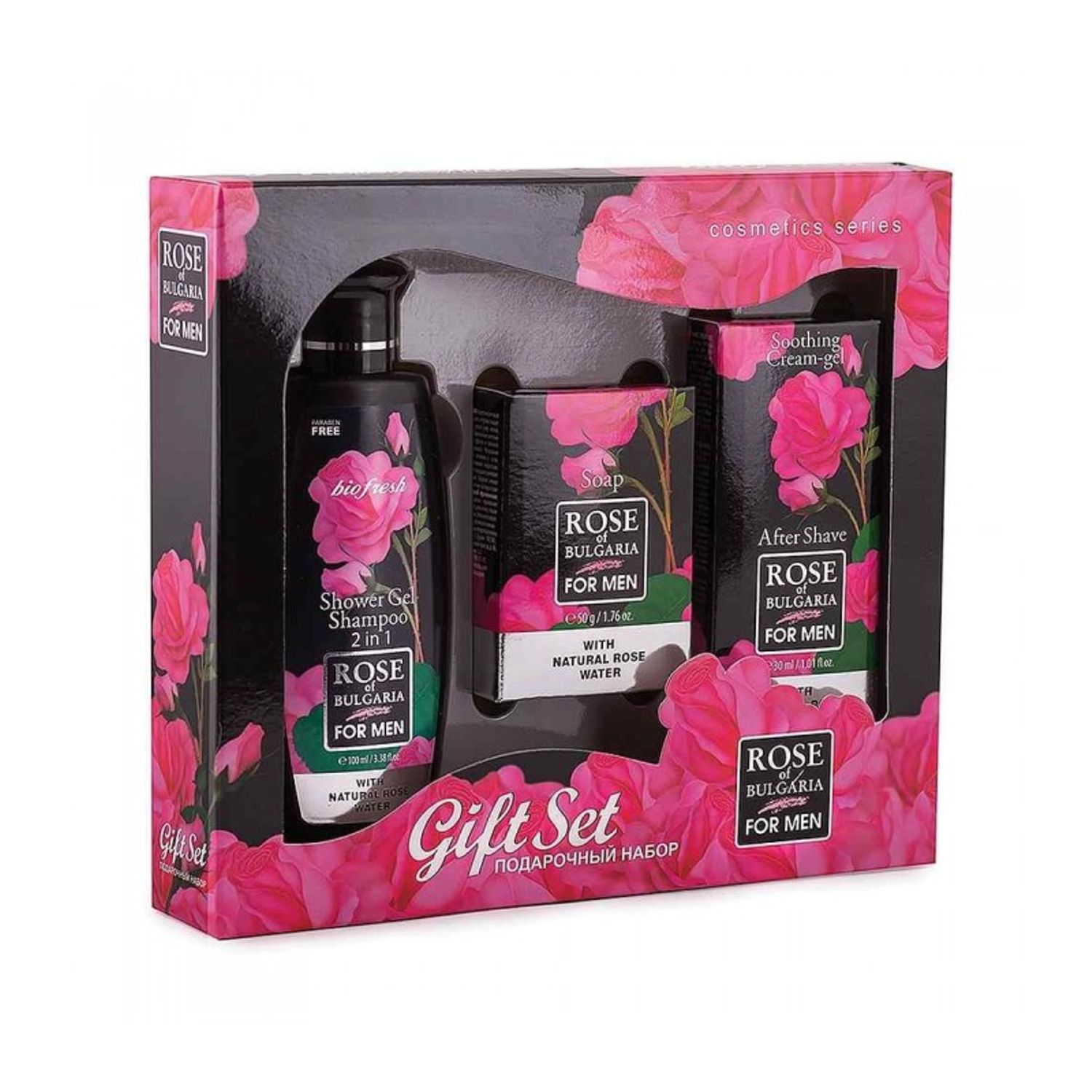 Set bărbați: gel duș 100 ml, săpun 50 g, after shave 30 ml, Rose of Bulgaria fotografia produsului