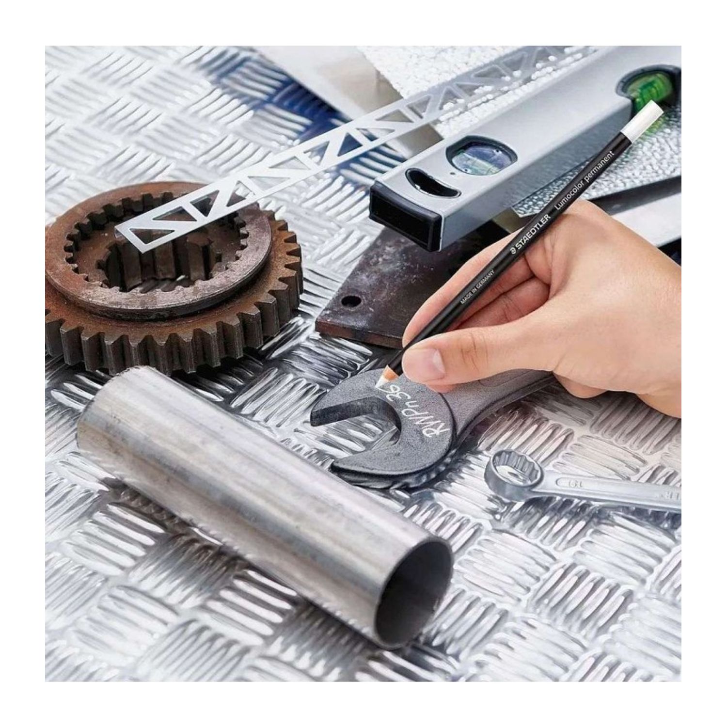 Marker uscat rezistent la apă Staedtler Lumocolor glasochrom Alb fotografia produsului View 4 L