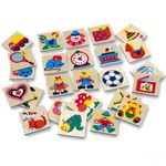 Set semne educative din lemn 25 piese diverse imagini multicolore si educative fotografia produsului View 2 S
