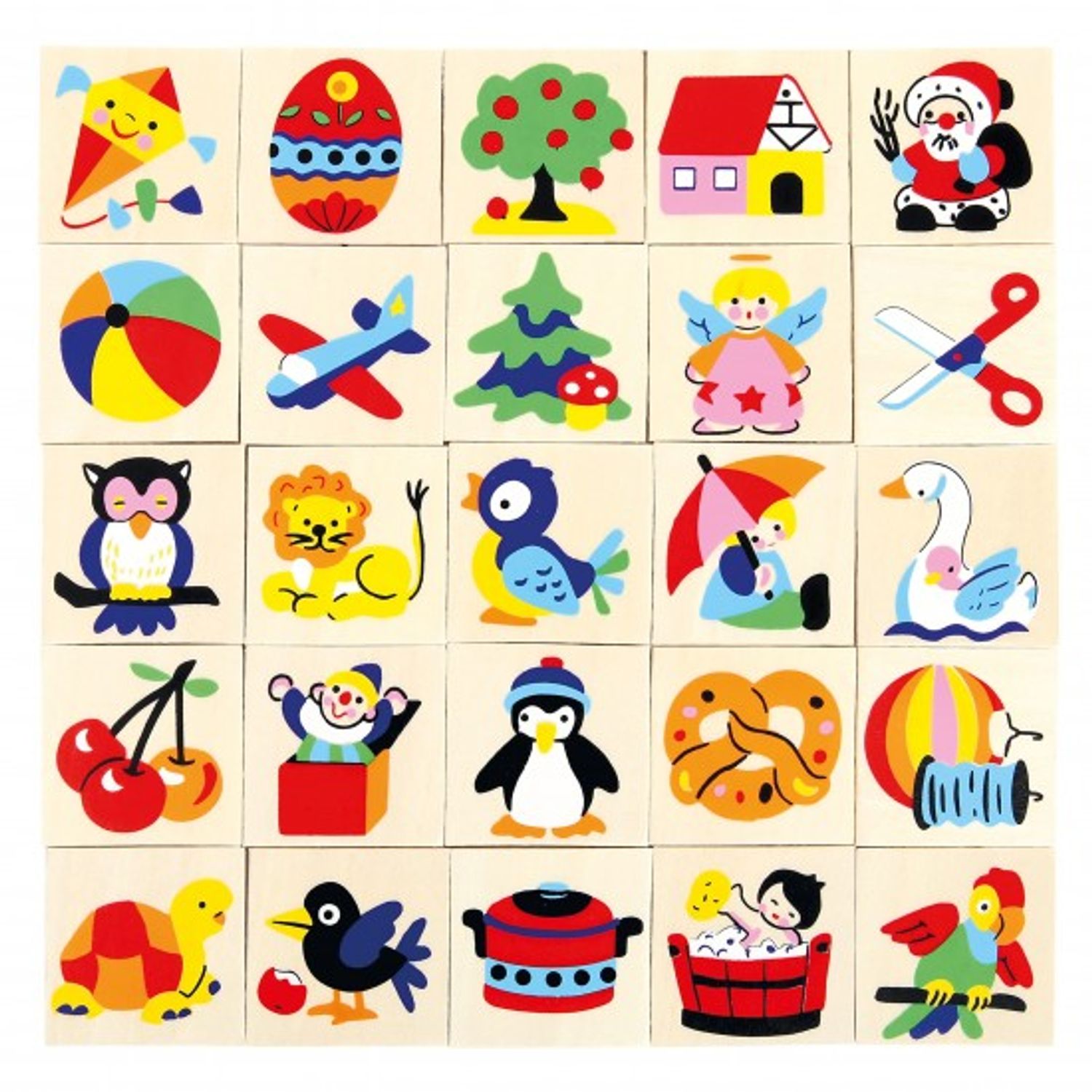 Set semne educative din lemn 25 piese diverse imagini interactive fotografia produsului
