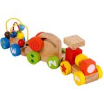 Trenulet Big Tree cu 2 vagoane din lemn cu activitati 34 cm fotografia produsului