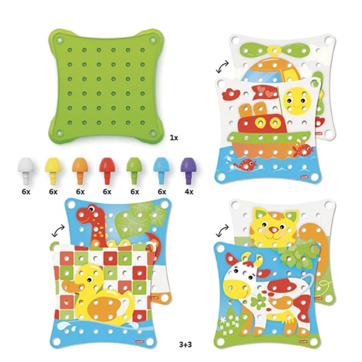 Set de joc creativ mozaic Jumbo Peggy Evo 41 elemente Quercetti fotografia produsului View 2 L
