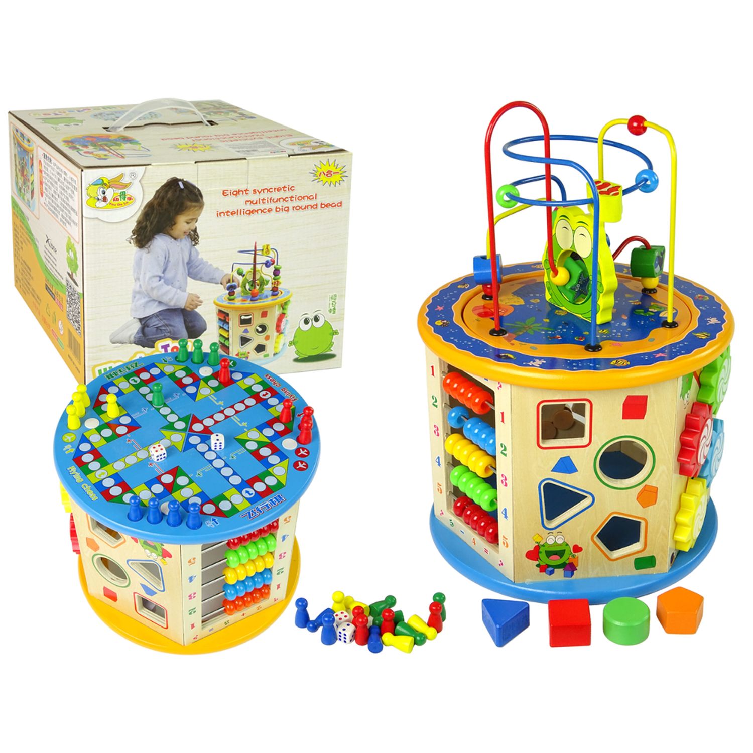 Jucarie din lemn, multifunctionala, Cub educativ fotografia produsului View 4 L