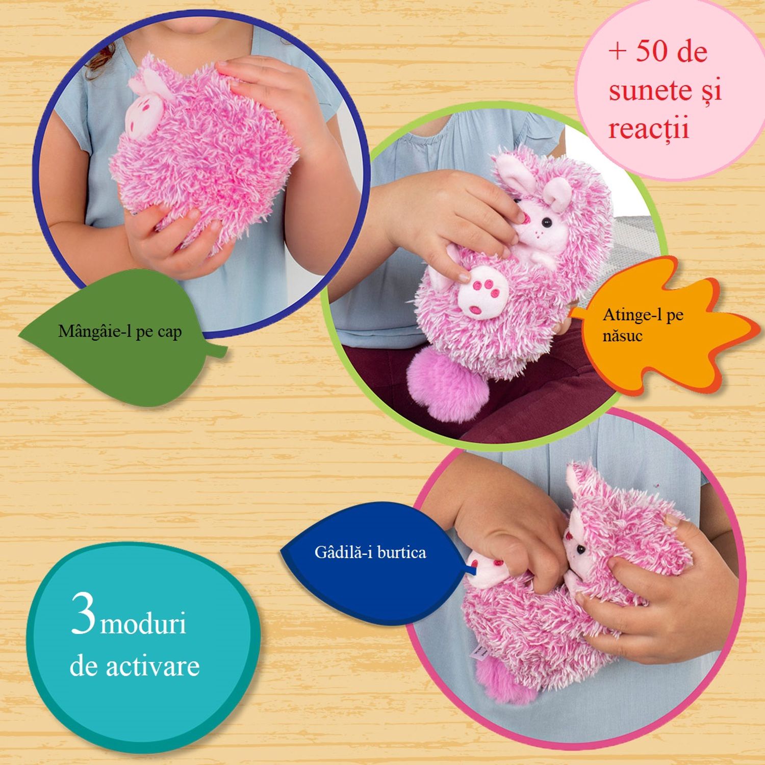 Jucarie pufoasa interactiva Ariciul Higgle Curlimals cu 50 sunete si reactii la atingere fotografia produsului View 3 L