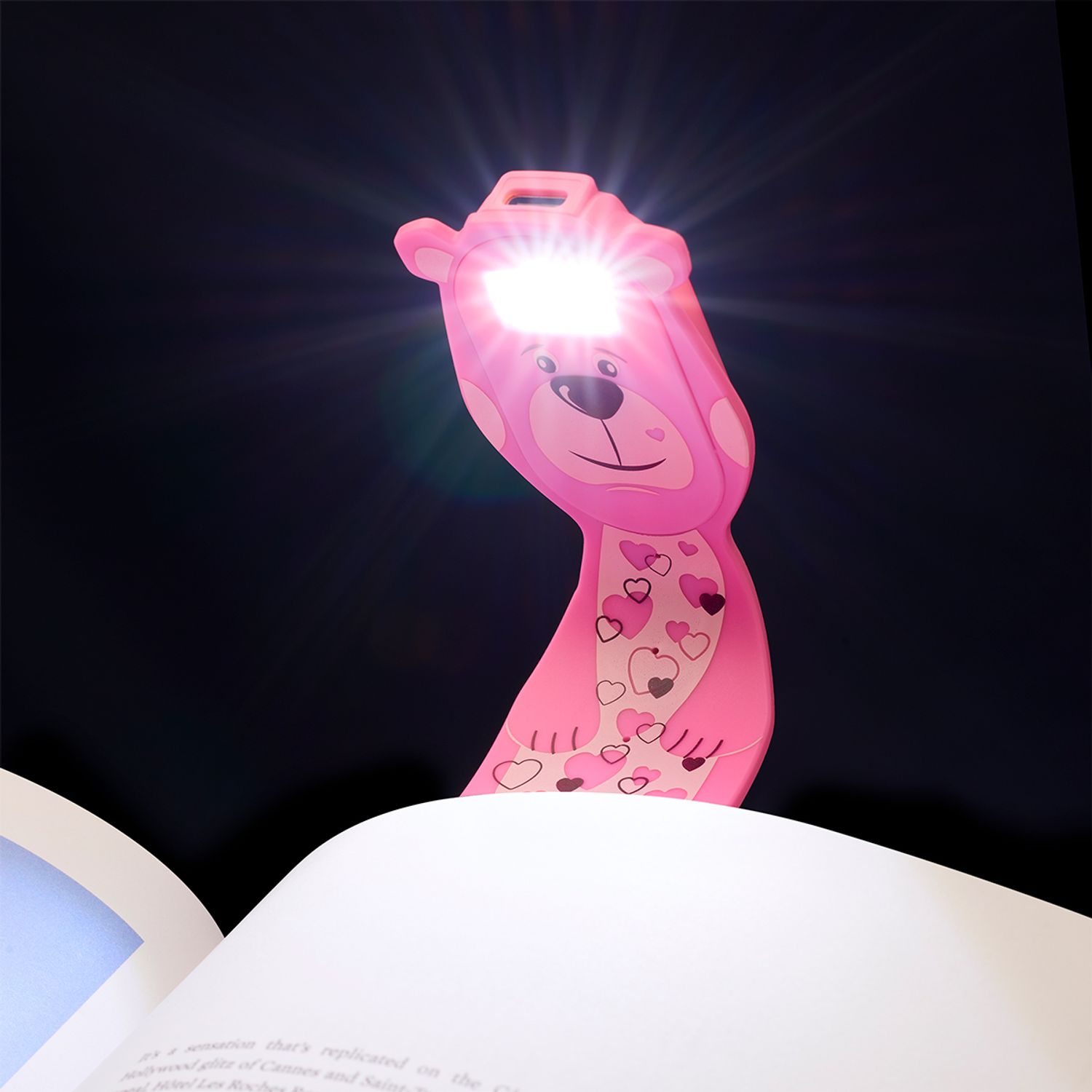 Semn de carte flexibil Ursulet cu lumina Flexilight Rechargeable, USB, roz fotografia produsului View 6 L