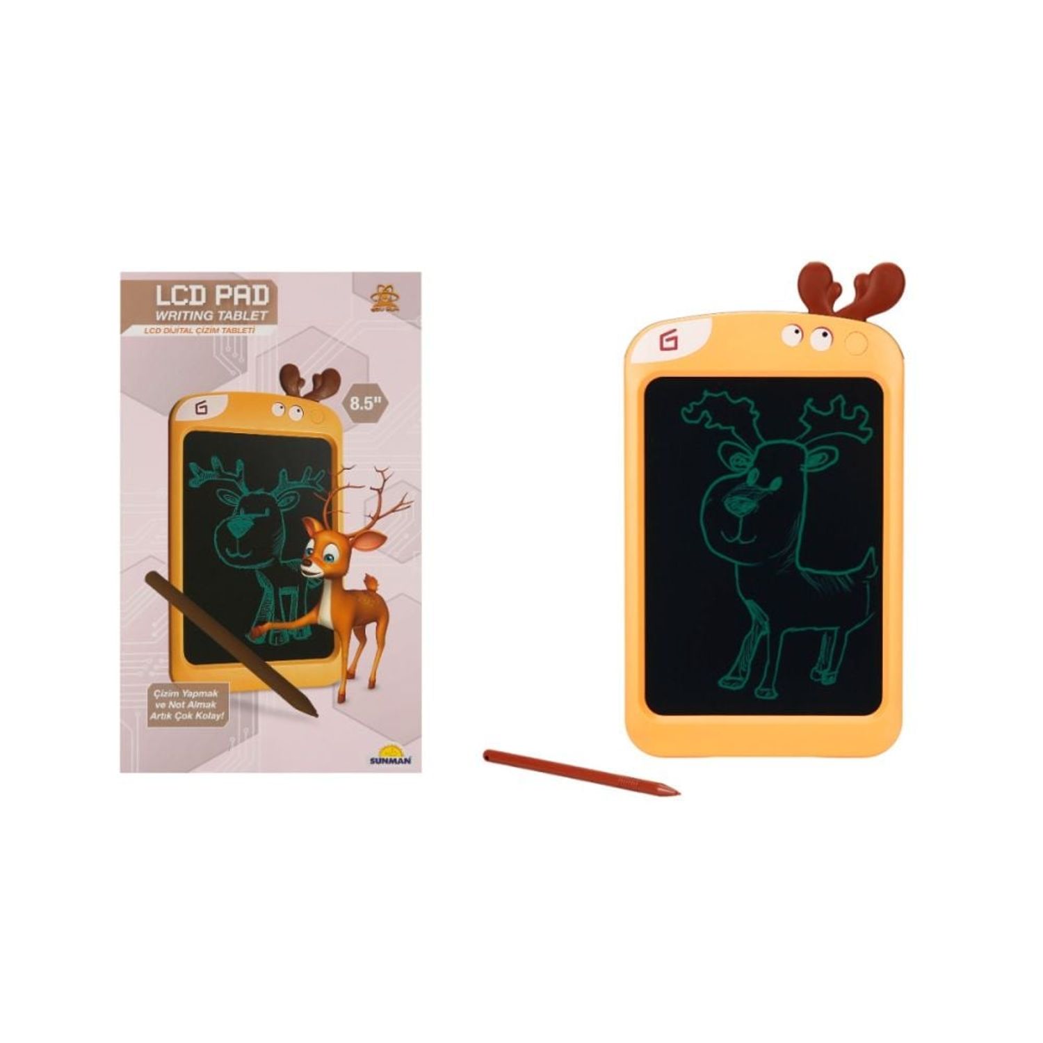 Tableta digitala 21 cm cu ecran LCD, portocaliu, cu cornite ren fotografia produsului View 4 L
