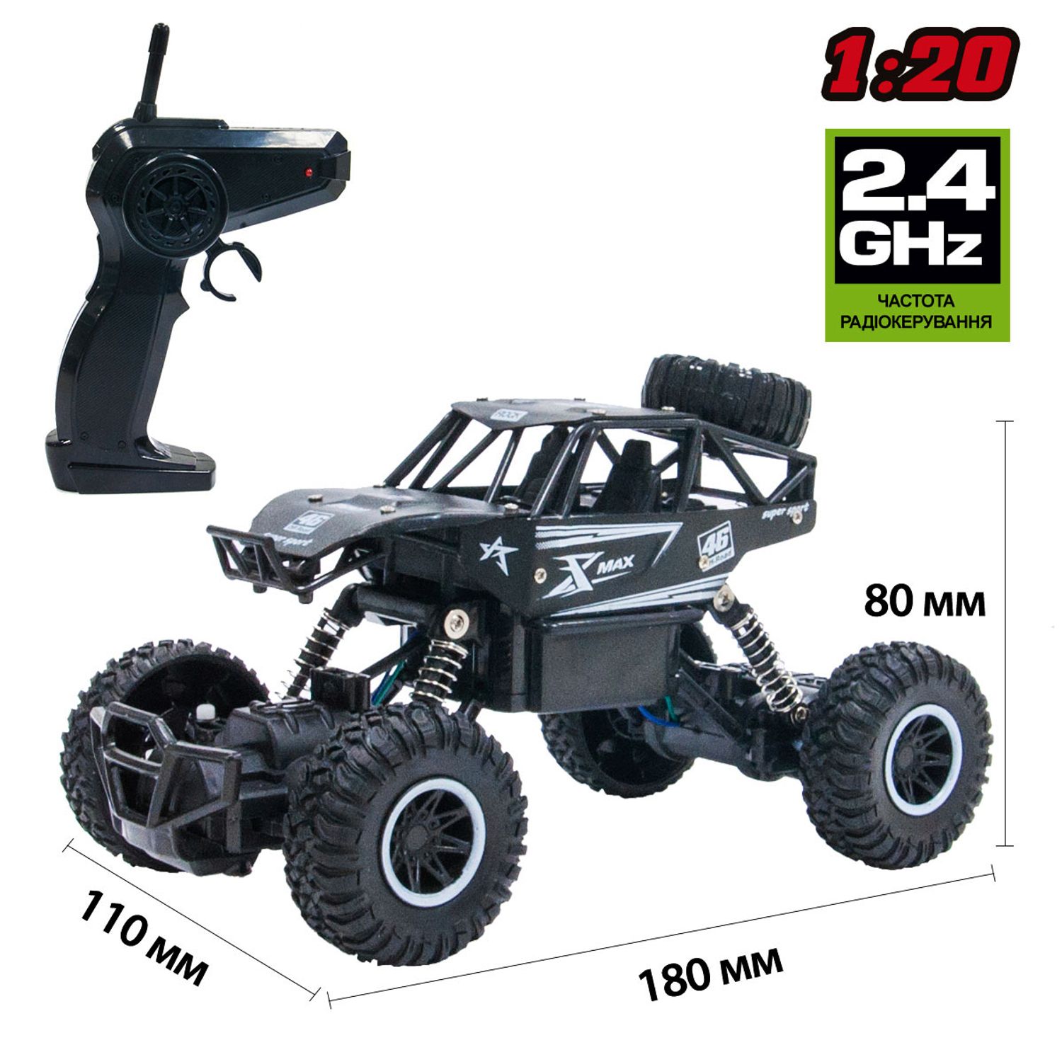 Automobil cu telecomanda Sulong Toys, Off Road Crawler Rock Sport negru, 3,6V scara,1.20, 11 x 18 x 8 cm fotografia produsului View 4 L