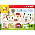 Set Bino Trenulet din Lemn cu 70 Piese fotografia produsului