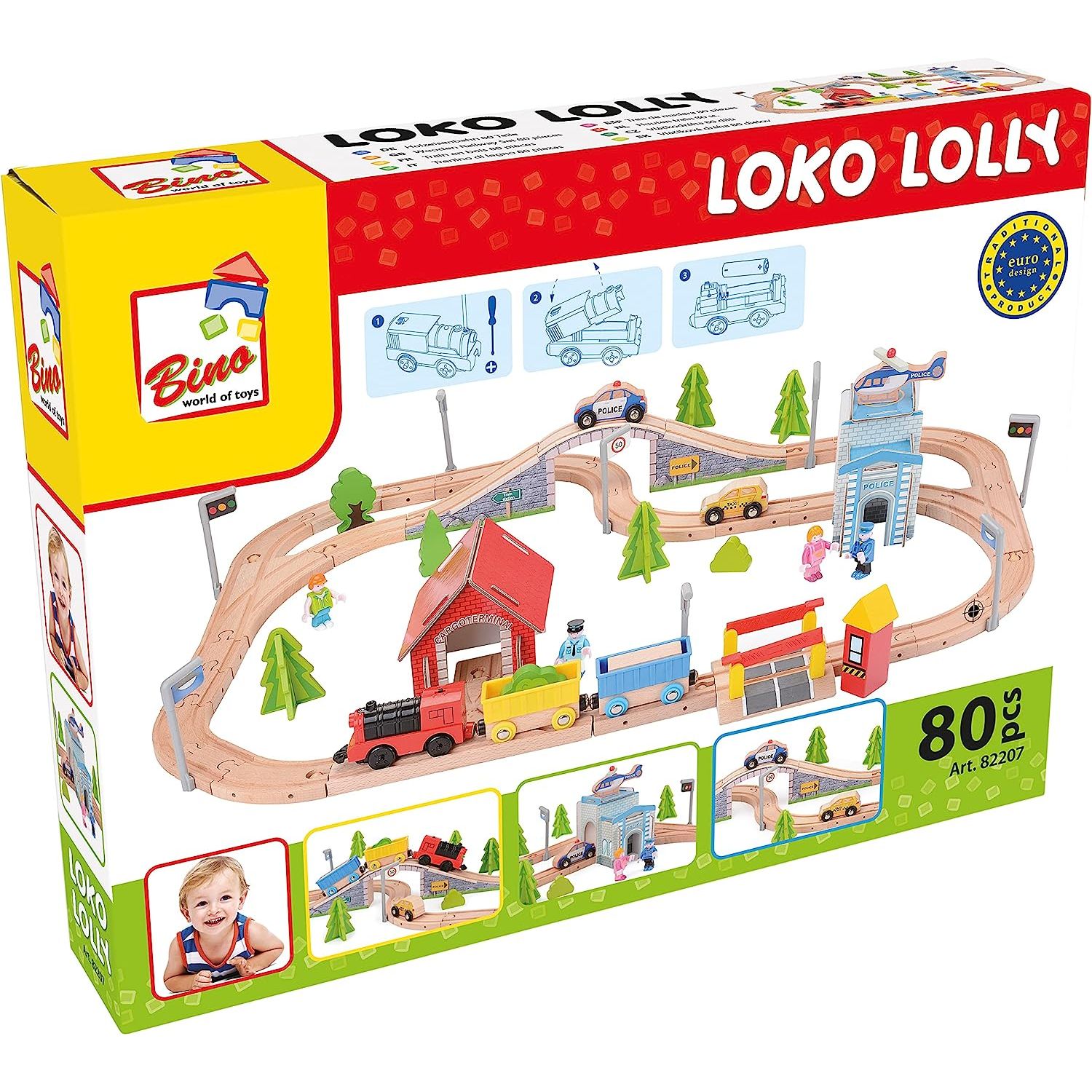 Set Bino Trenulet din Lemn cu 80 Piese fotografia produsului View 2 L