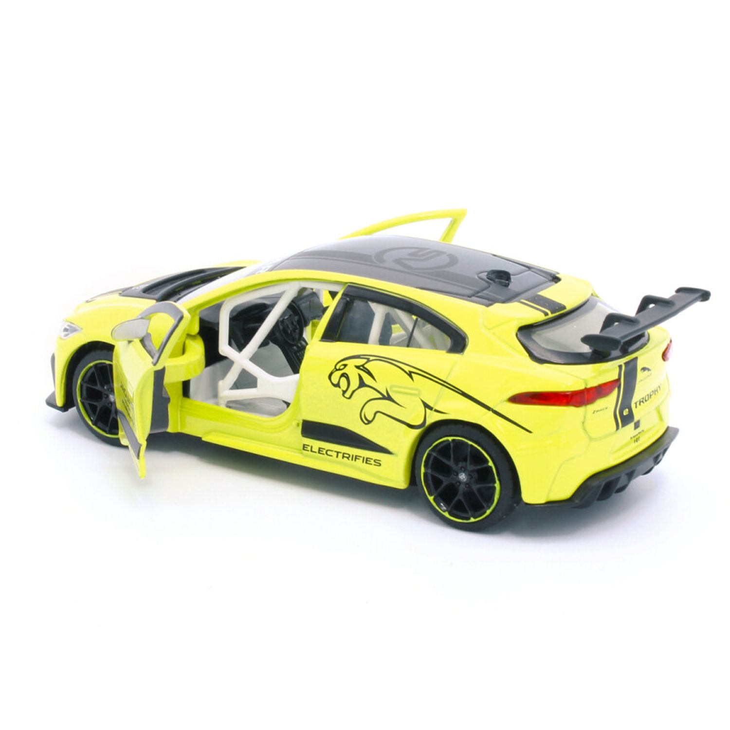 Macheta auto Tayumo Jaguar I&minus;Pace e&minus;Trophy, 1:36, Yellow fotografia produsului View 3 L