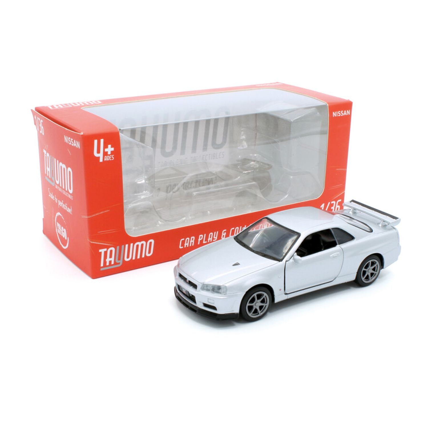 Macheta auto Tayumo Nissan GT&minus;R34 V&minus;Spec II, 1:36, Silver fotografia produsului View 4 L