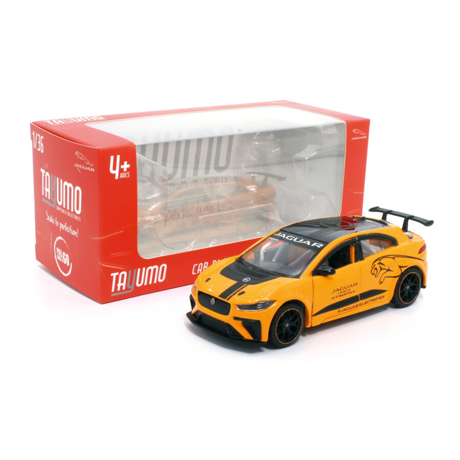 Macheta auto Tayumo Jaguar I&minus;Pace e&minus;Trophy, 1:36, Orange fotografia produsului View 4 L