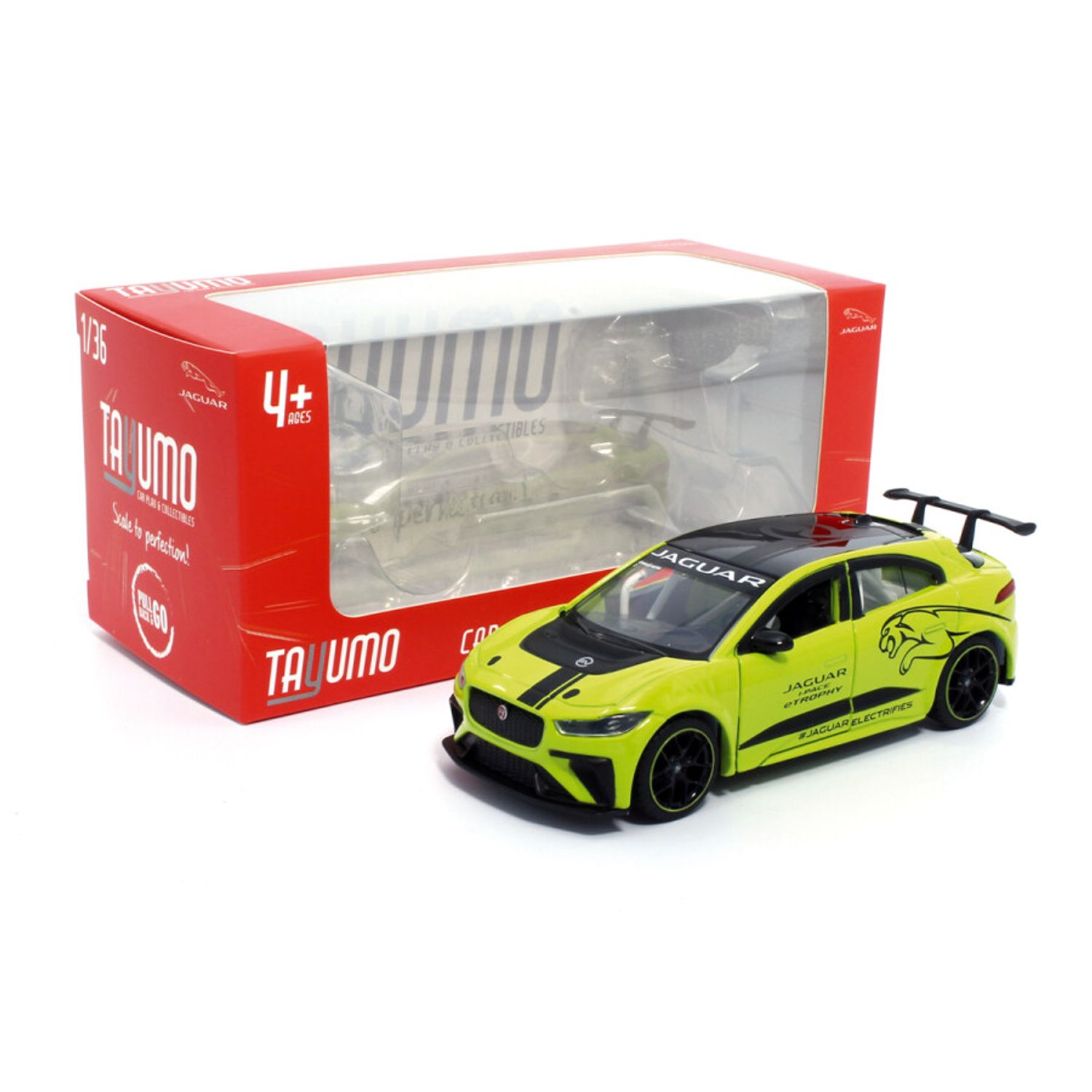 Macheta auto Tayumo Jaguar I&minus;Pace e&minus;Trophy, 1:36, Green fotografia produsului View 3 L
