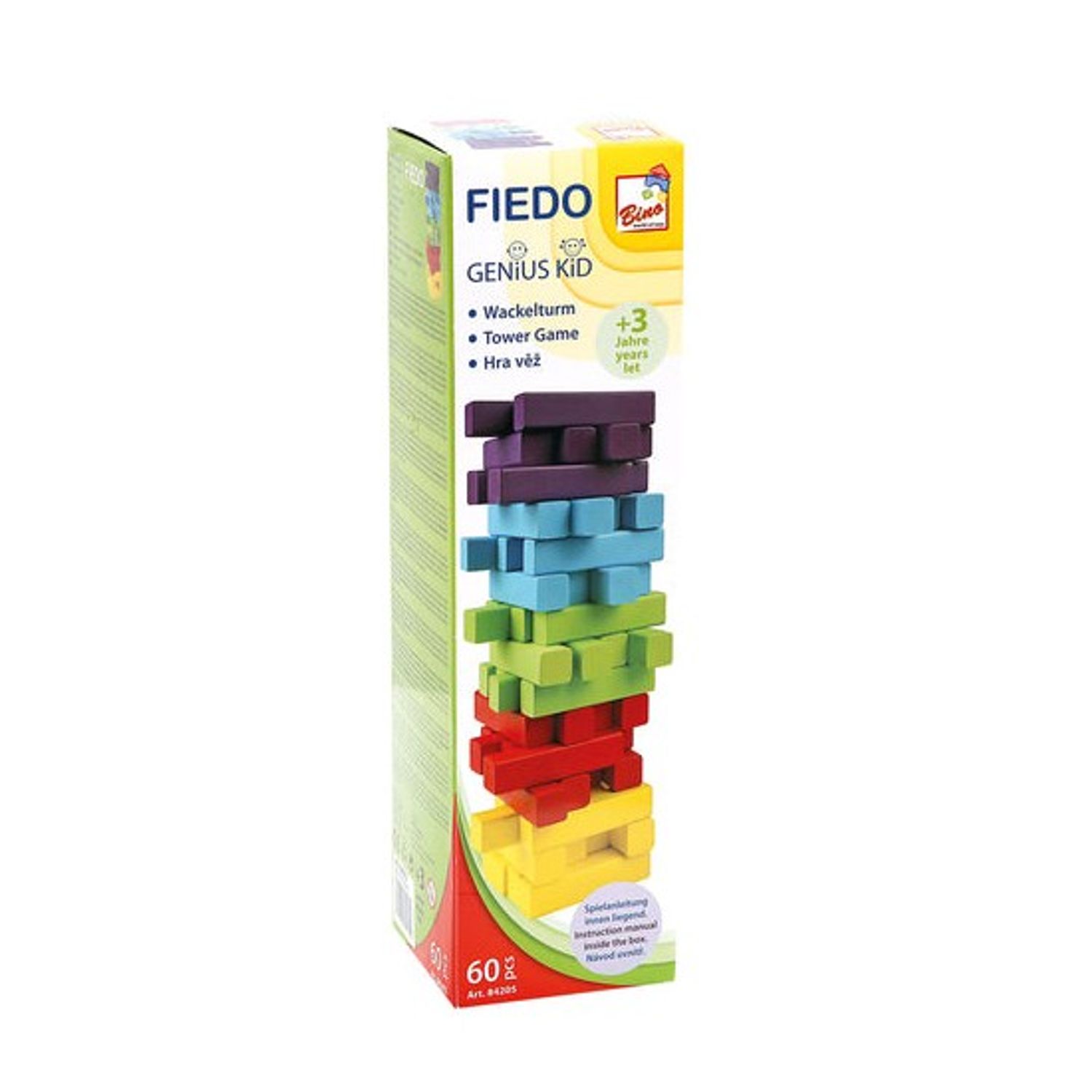 Joc tip turn, 60 cuburi, Lemn, 7 x 7 x 25.7 cm, Multicolor fotografia produsului View 2 L