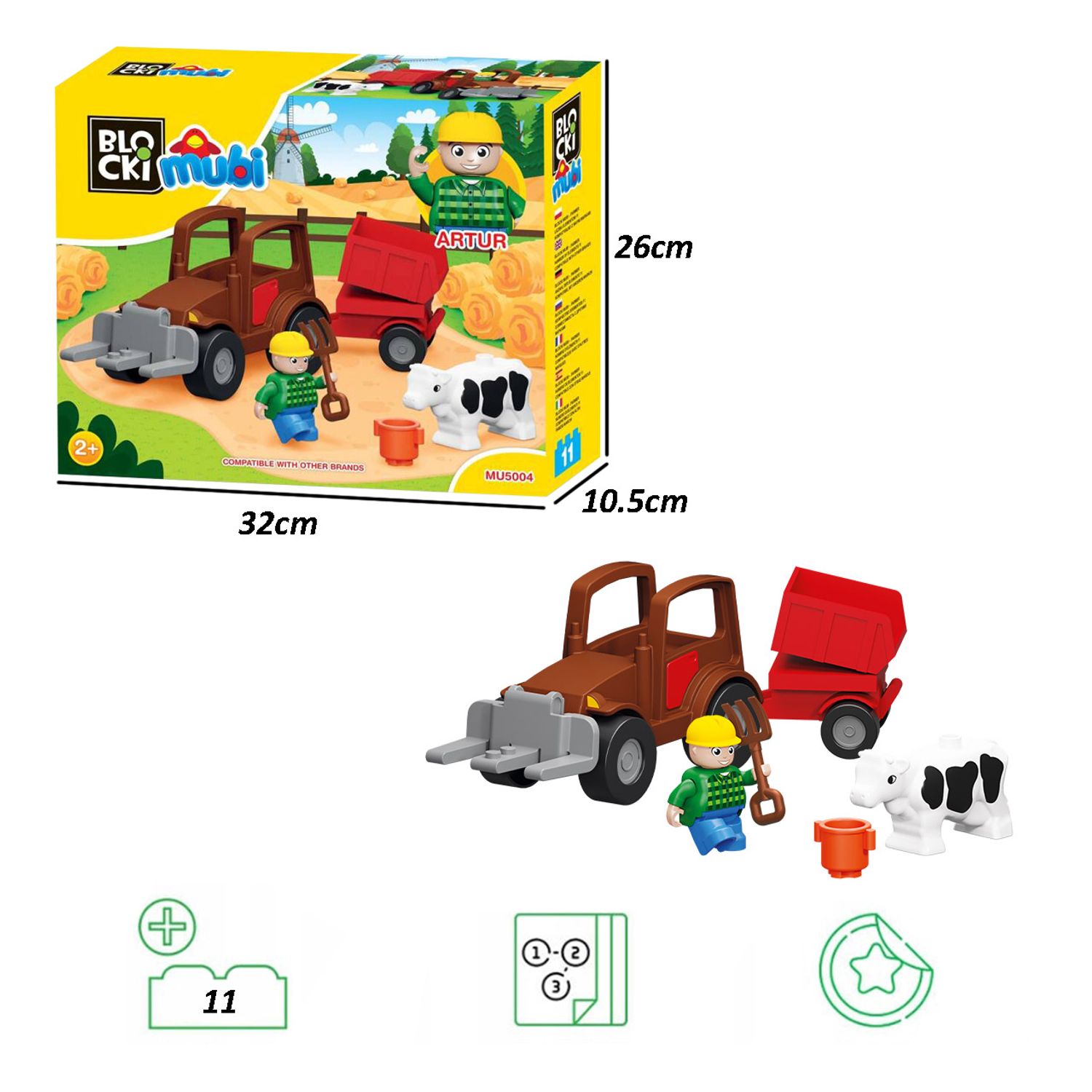 Set blocuri constructie Aventura la Ferma Blocki Mubi  11 elemente fotografia produsului View 3 L