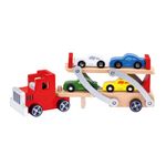 Camion autotransporter din lemn cu 4 masinute fotografia produsului View 2 S