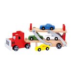 Camion autotransporter din lemn cu 4 masinute fotografia produsului
