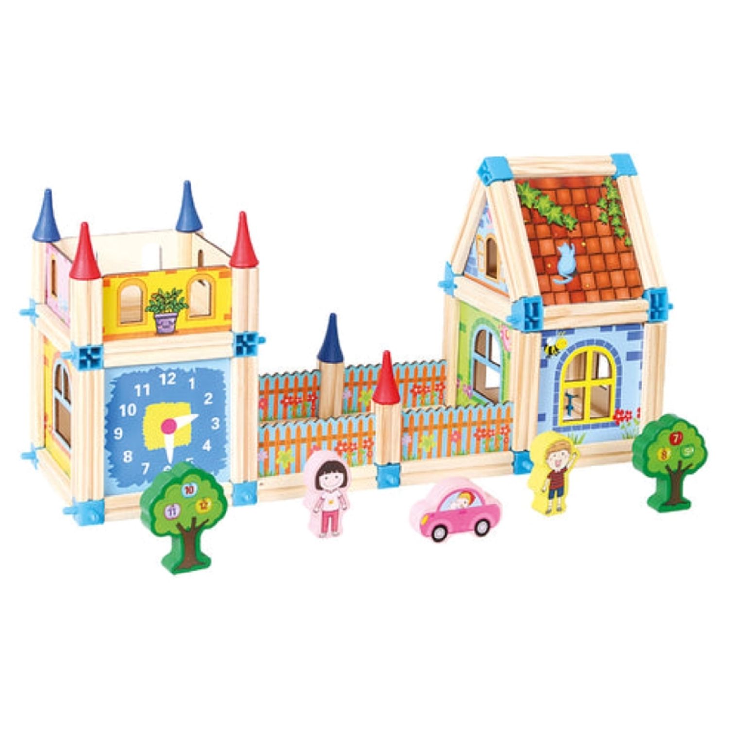 Set de construit din lemn, Castel mediu, 128 piese fotografia produsului View 3 L