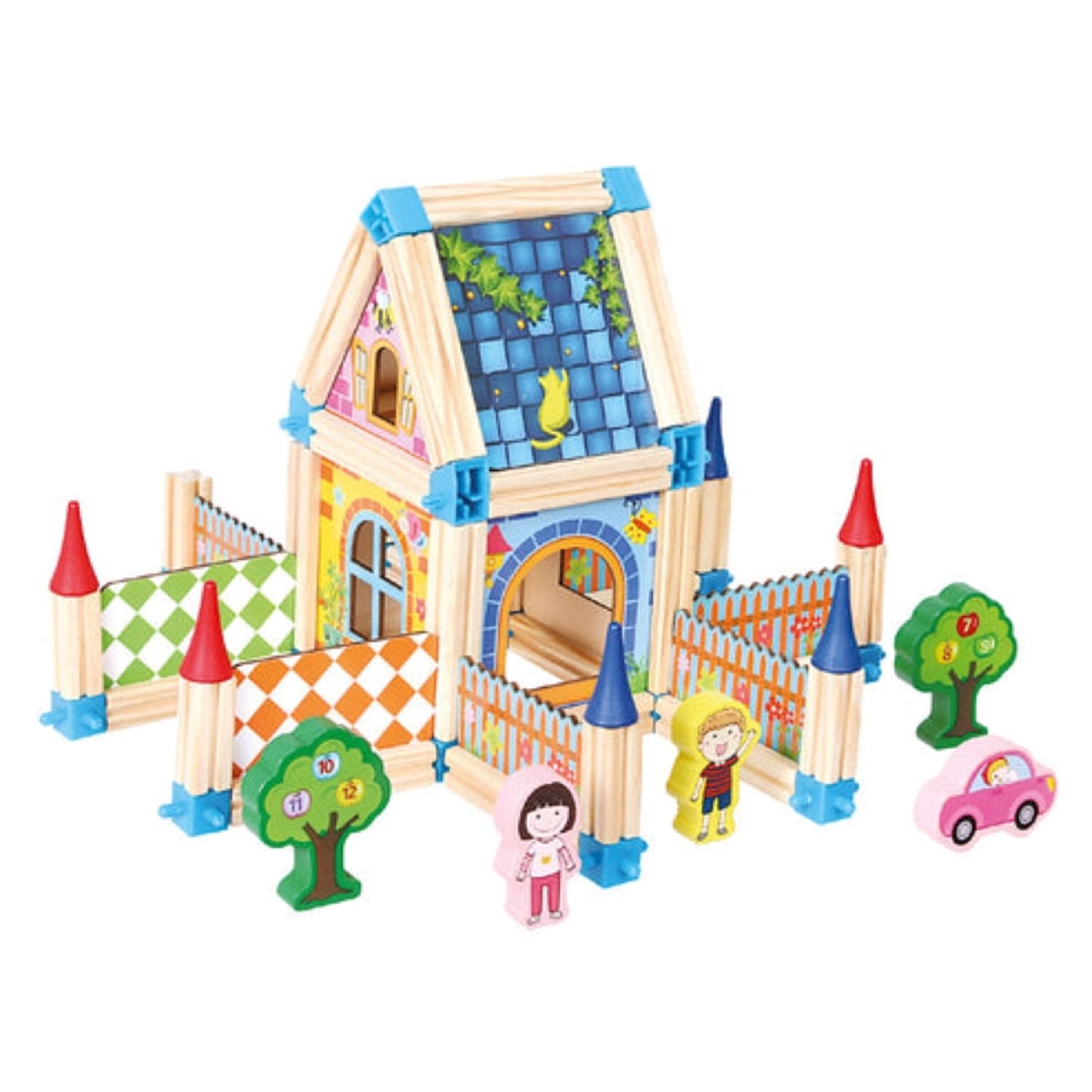 Set de construit din lemn, Castel mediu, 128 piese fotografia produsului View 4 L