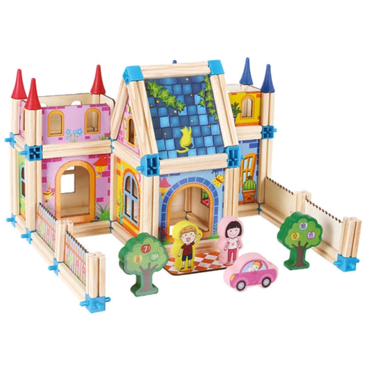 Set de construit din lemn, Castel mediu, 128 piese fotografia produsului View 5 L