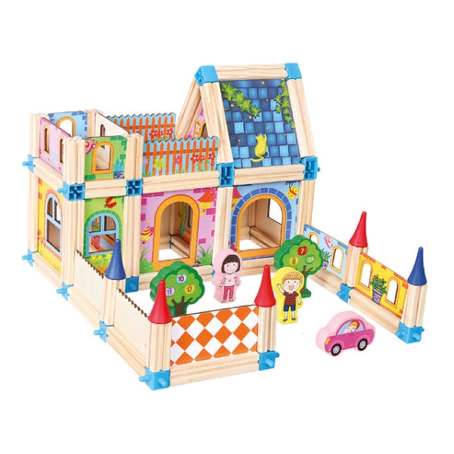 Set de construit din lemn, Castel mediu, 128 piese fotografia produsului View 6 L