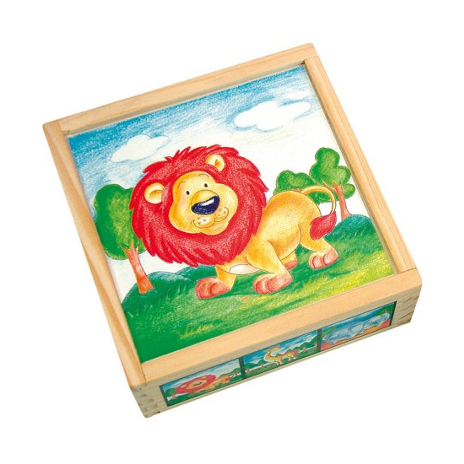 Set Bino Cuburi de Lemn Animale Salbatice 9 Piese fotografia produsului View 2 L