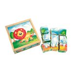 Set Bino Cuburi de Lemn Animale Salbatice 9 Piese fotografia produsului