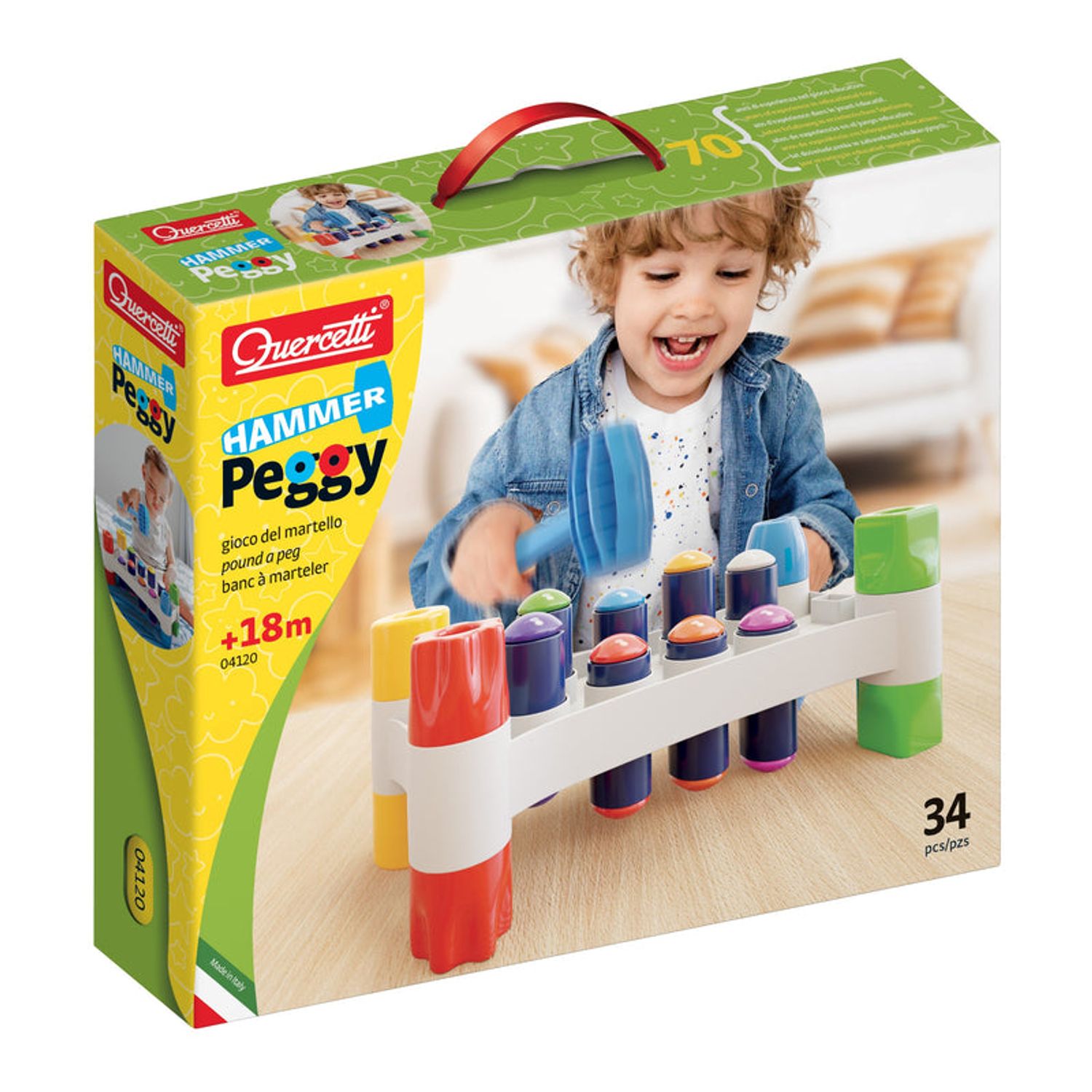 Joc copii Ciocanul Peggy, Quercetti, Plastic/Lemn, Multicolor fotografia produsului View 2 L
