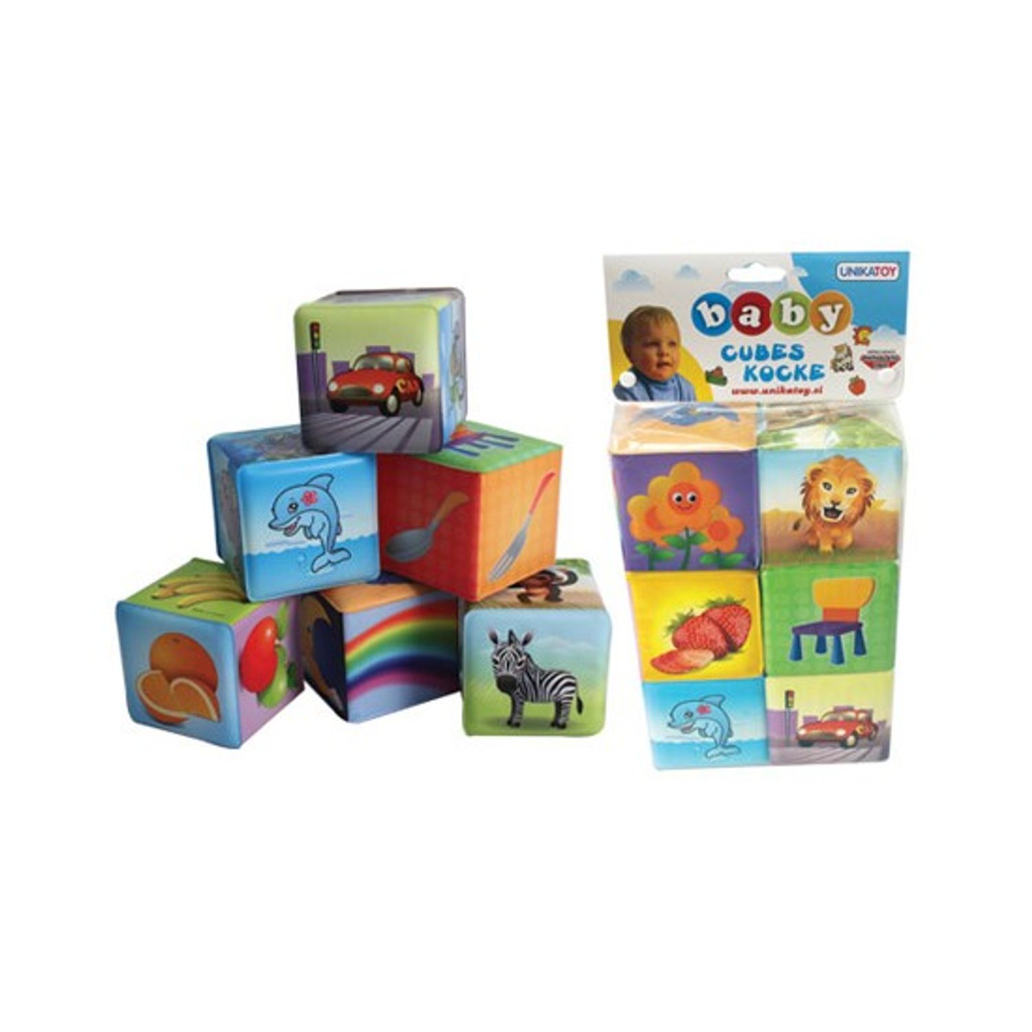 Set 6 cuburi educative Unikatoy 230598, Multicolor 6-9 luni fotografia produsului