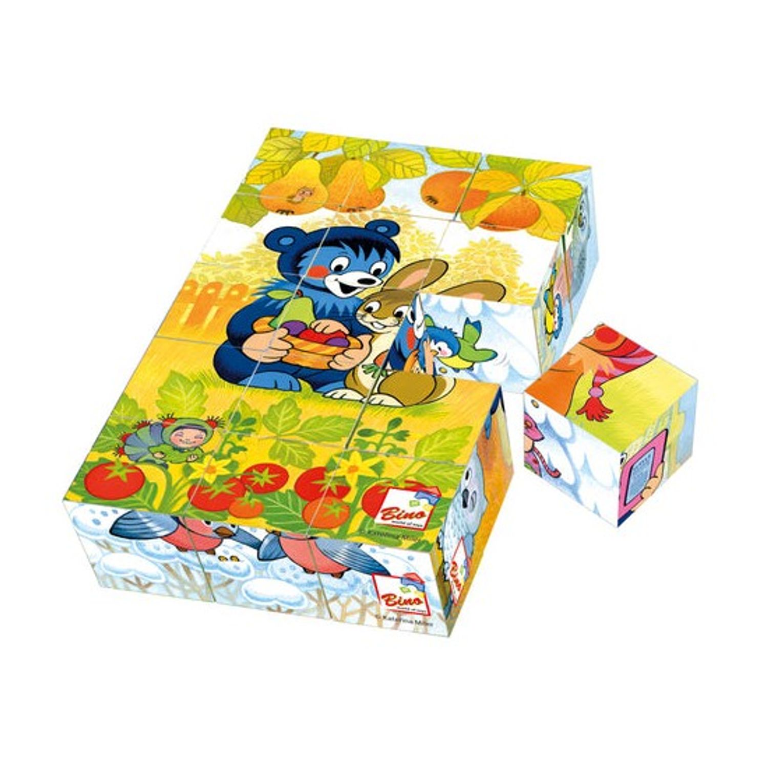 Puzzle cuburi din lemn Baribal, Bino Multicolor fotografia produsului View 2 L