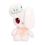 Jucarie de plus Peekapets Iepuras alb cu urechi mobile 28 cm fotografia produsului
